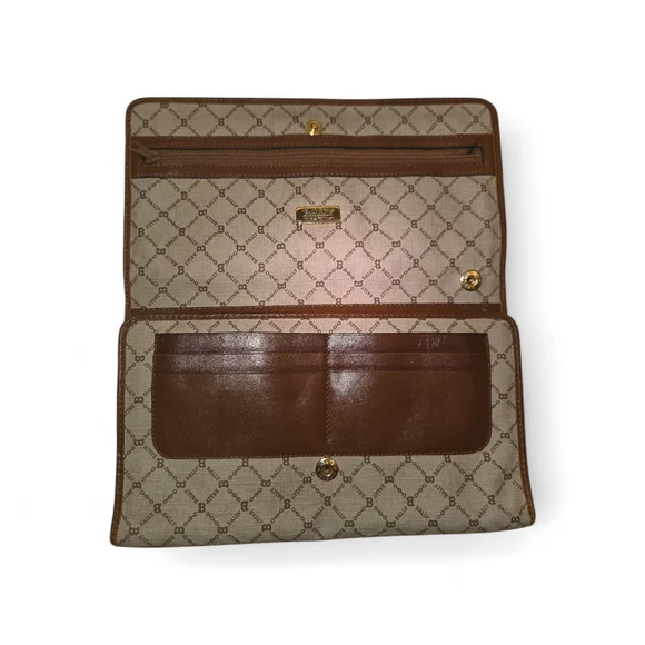 Bally Monogram Pattern Beige Brown Clutch - Picture 3 of 11